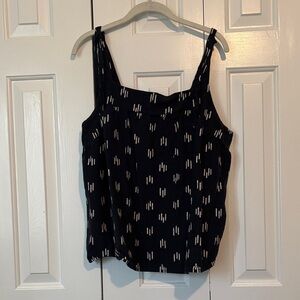 Sonoma Black Sleeveless Camisole with White Dash Print